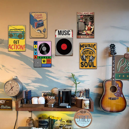 Aged Music Wall Signs - 6 pack