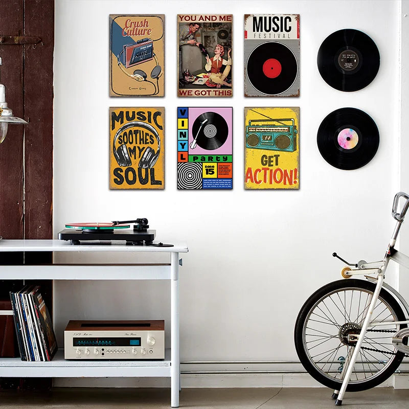 Aged Music Wall Signs - 6 pack
