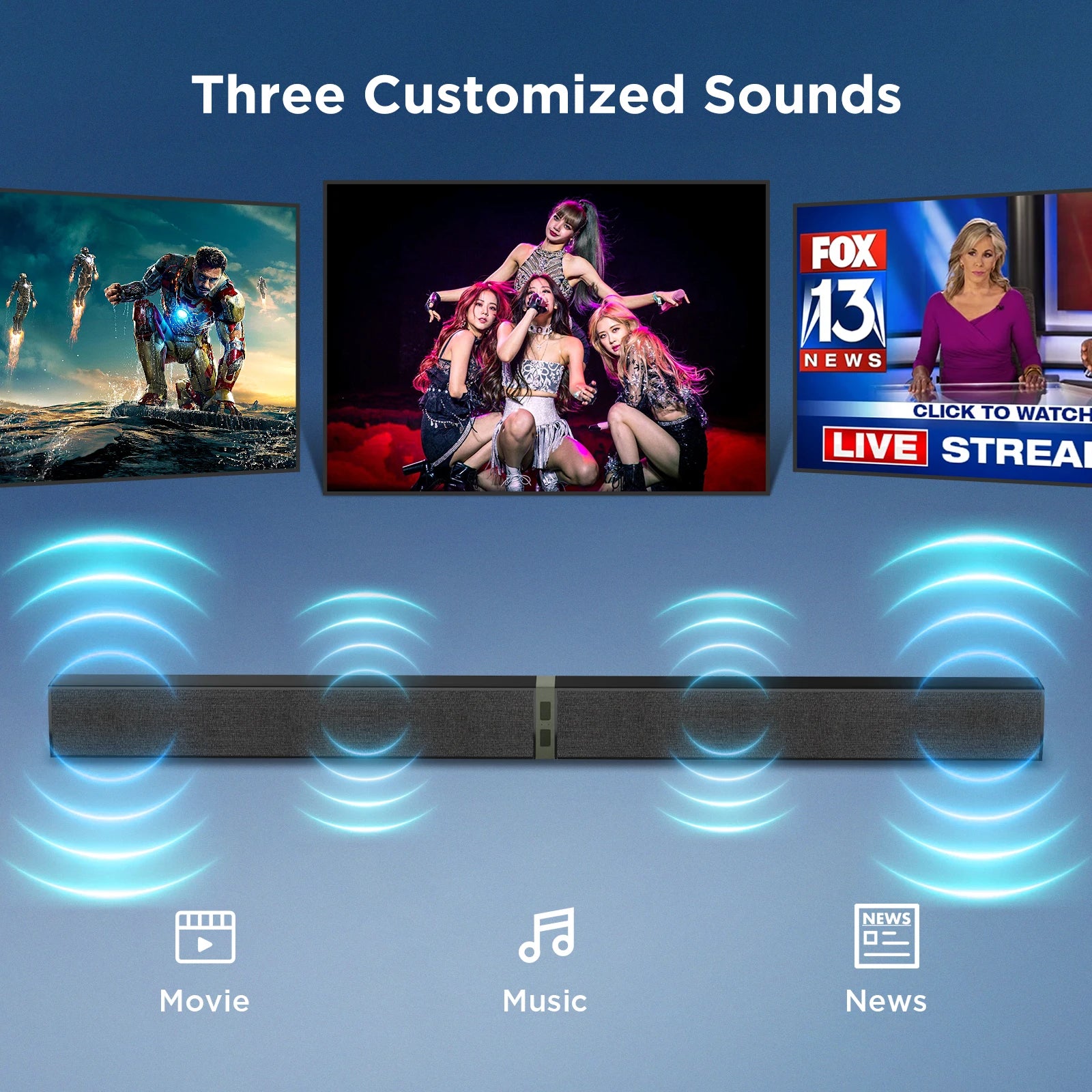 Klyro Pro Soundbar – 80W Detachable Wireless TV Audio System